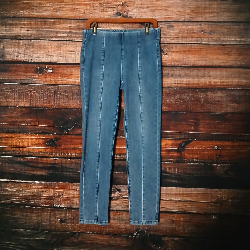 Soft Surroundings Jeans S Pull On Mid Rise Skinny Ankle Blue Denim Stretch - Picture 2 of 7